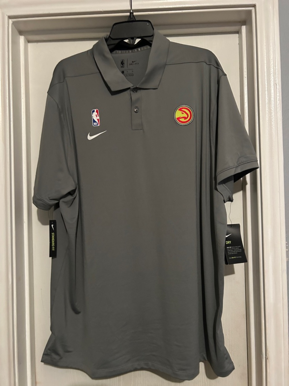 Nike Gray Atlanta Hawks Polo with Team Crest